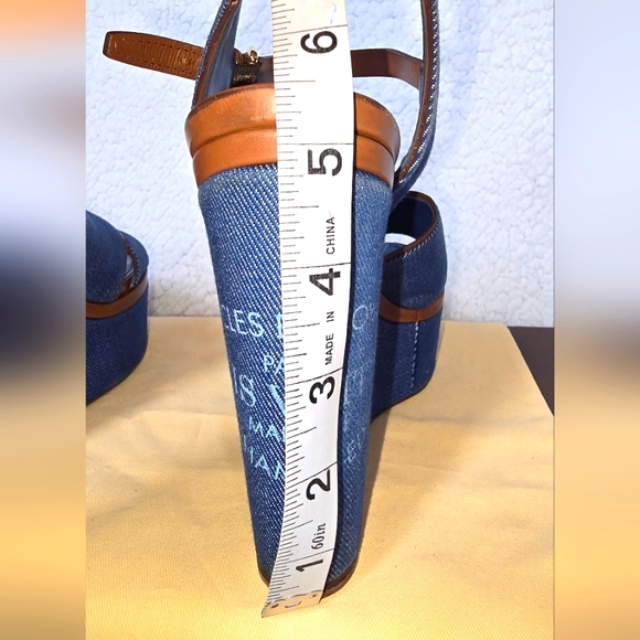 Louis Vuitton Blue Denim Wedge Platform Sandals size 37.5 - Picture 13 of 16